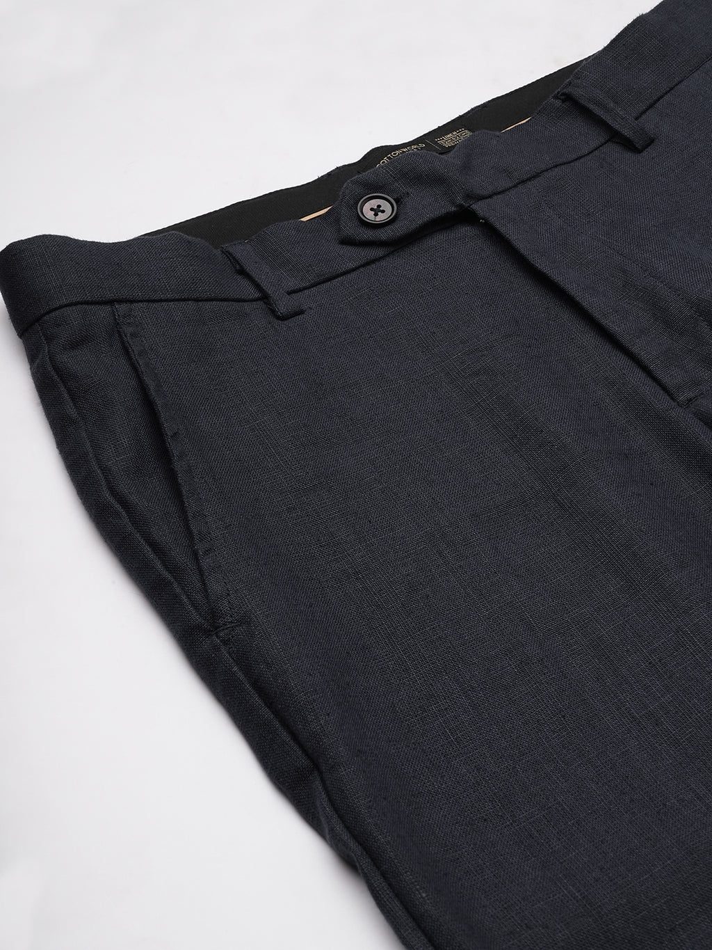 Men's Navy Cotton Lycra Regular Fit Pant