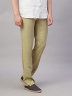 Men's Khaki 100% Linen Regular Fit Pant