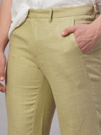 Men's Khaki 100% Linen Regular Fit Pant