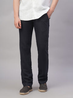 Men’s Linen Regular Fit Straight Leg Pant Navy