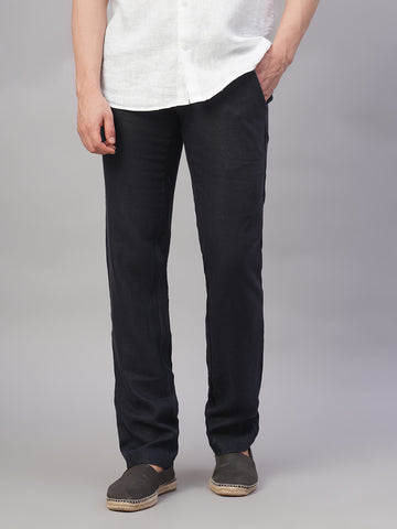Men’s Linen Regular Fit Straight Leg Pant Navy