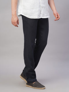 Men’s Linen Regular Fit Straight Leg Pant Navy