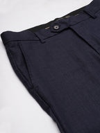 Men's Navy 100% Linen Regular Fit Pant