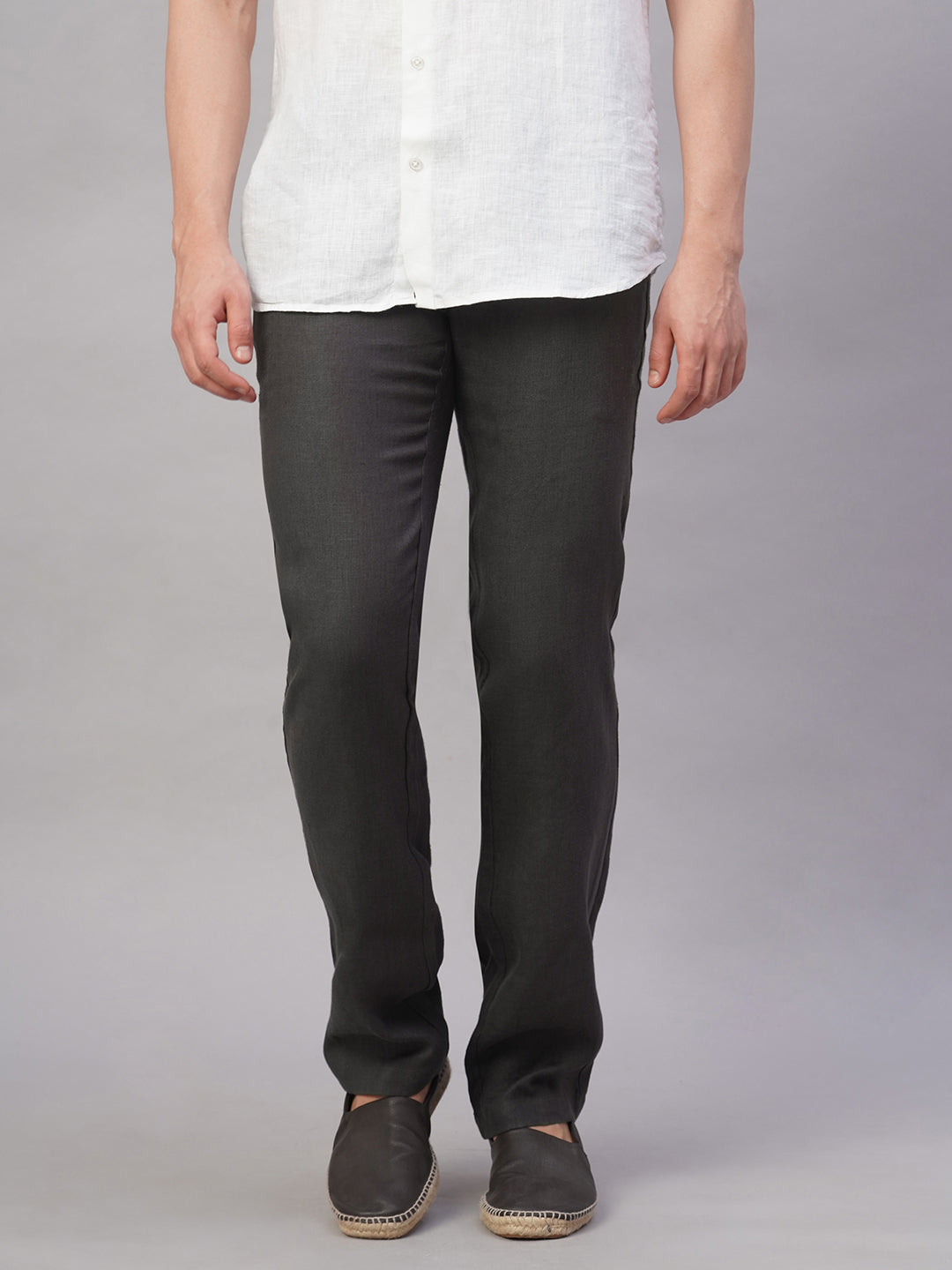 Men's Slate 100% Linen Regular Fit Pant
