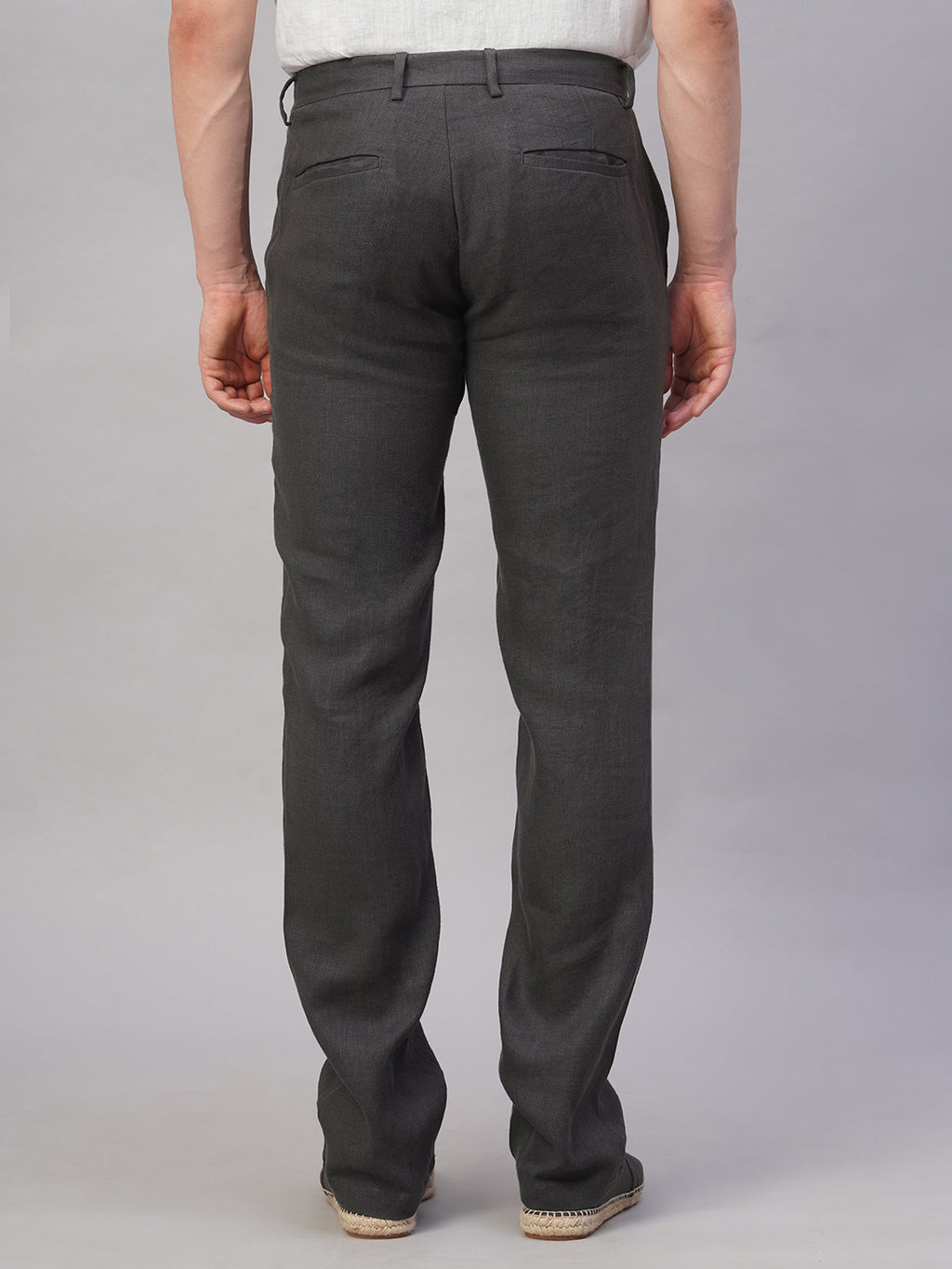 Men's Slate 100% Linen Regular Fit Pant