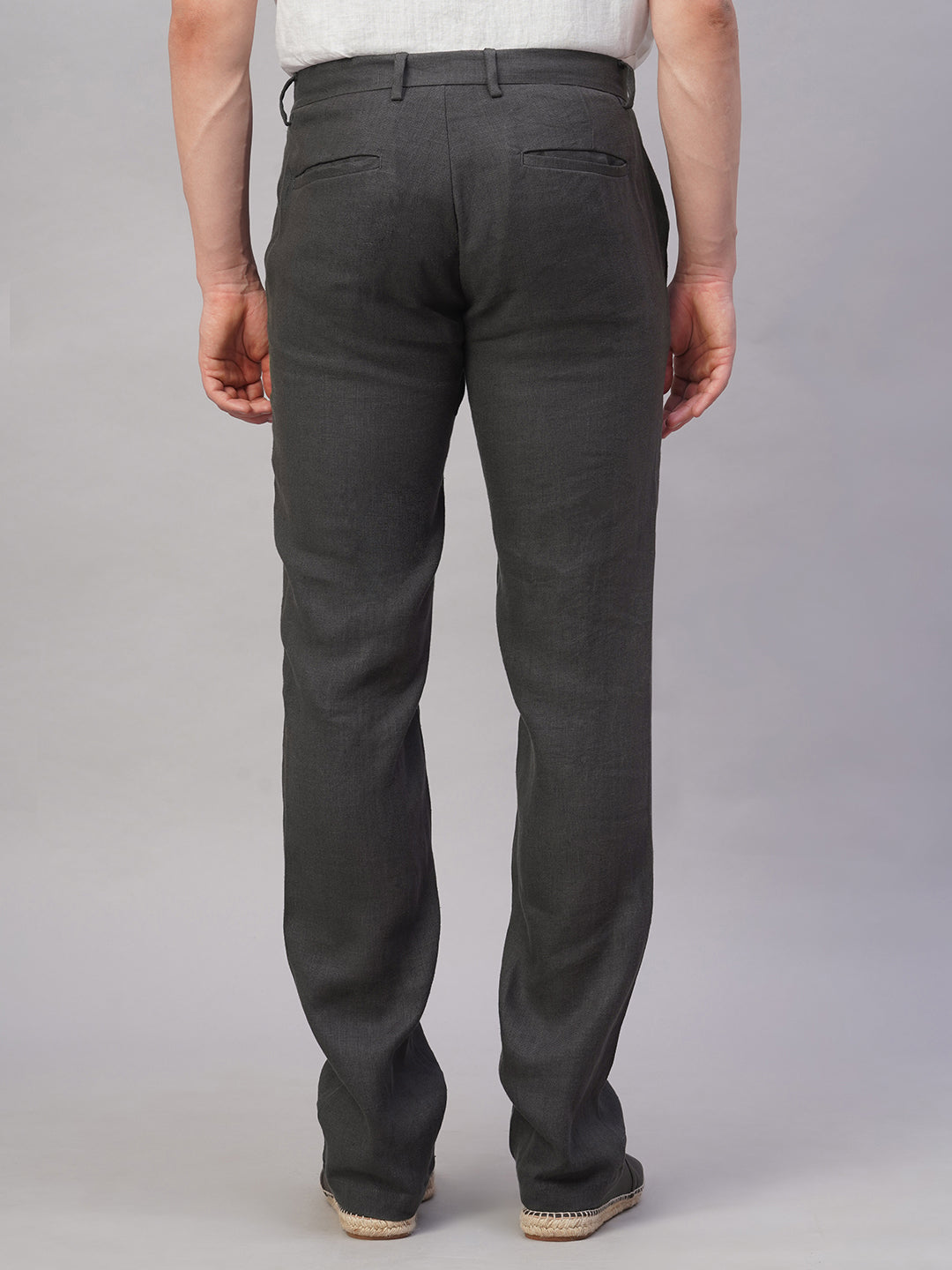 Men's Slate 100% Linen Regular Fit Pant