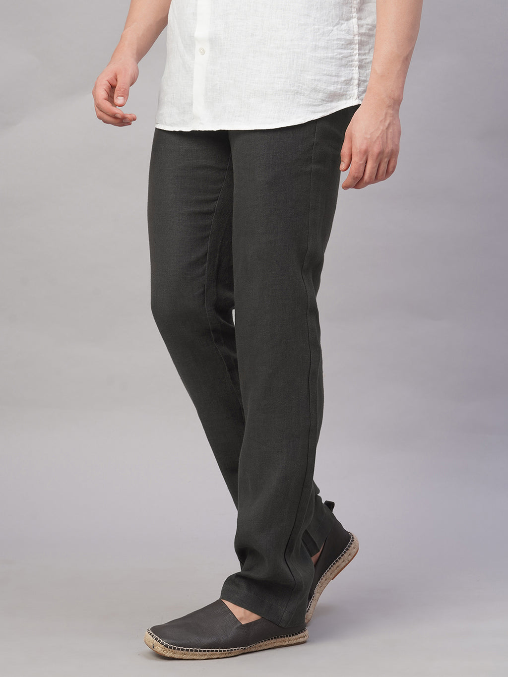 Men's Slate 100% Linen Regular Fit Pant