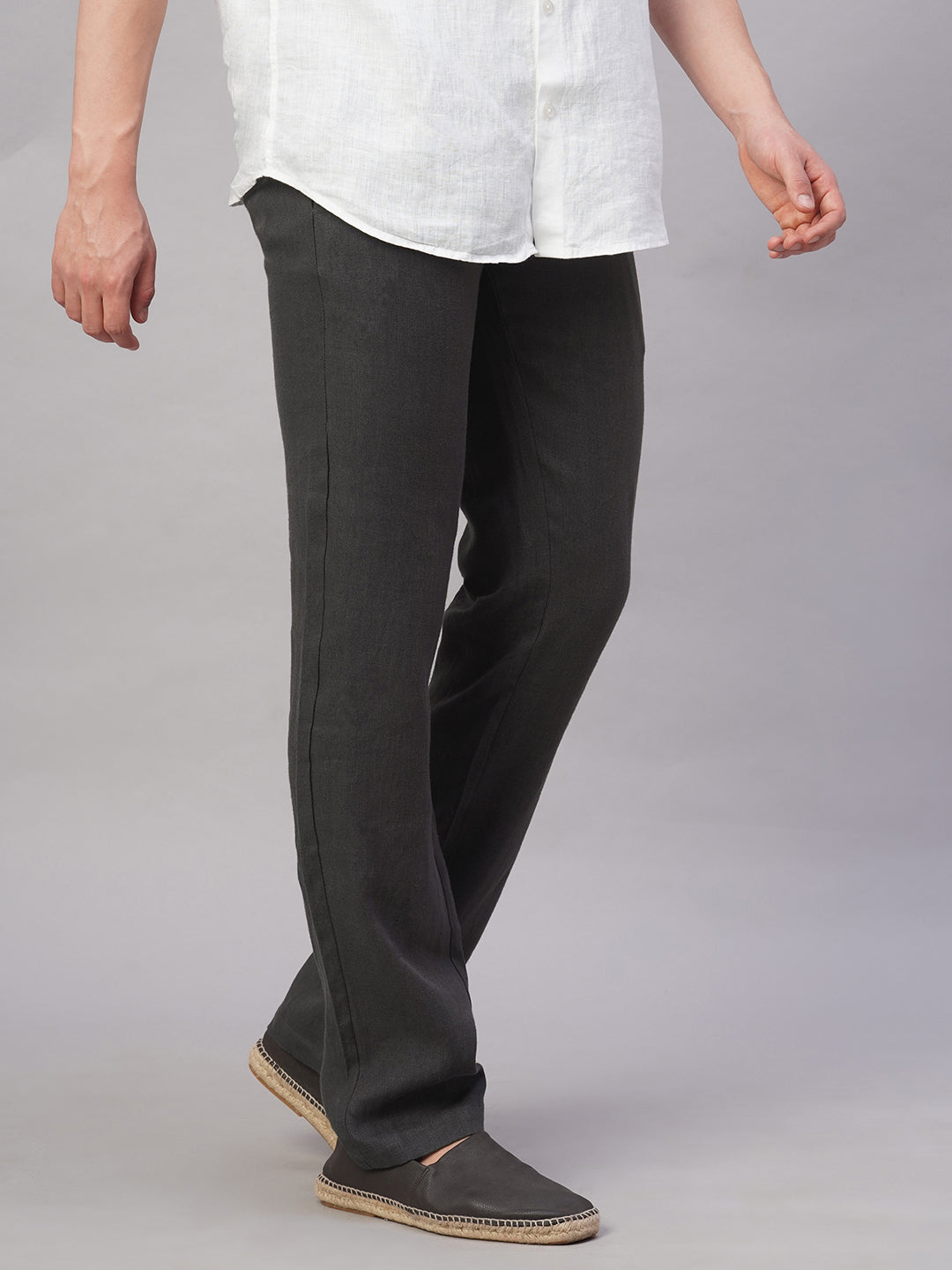 Men's Slate 100% Linen Regular Fit Pant