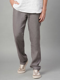 Men's 100% Linen Side Pocket Pants Grey