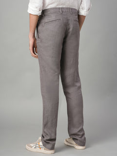 Men's 100% Linen Side Pocket Pants Grey