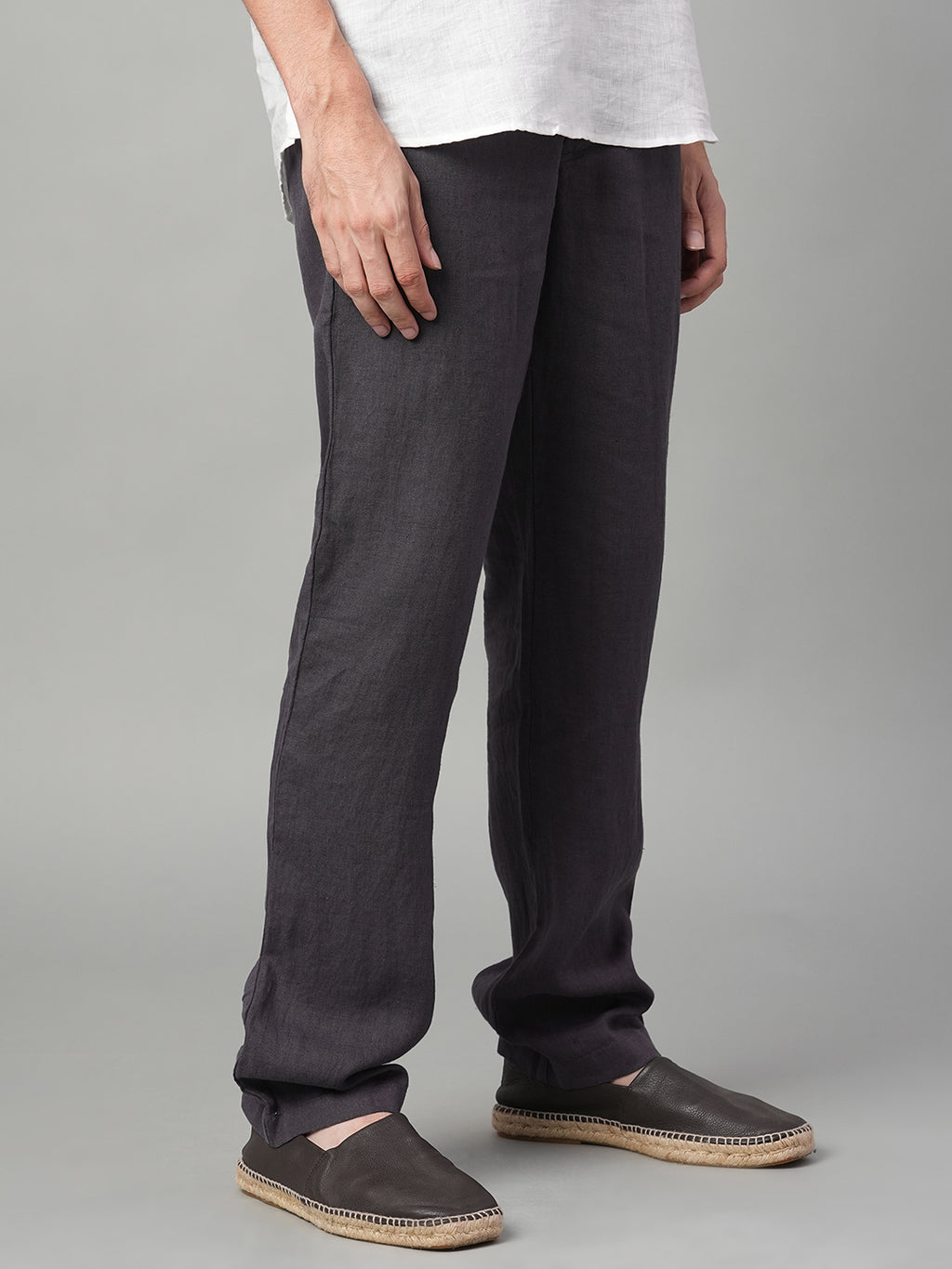 Men's Slate 100% Linen Regular Fit Pant