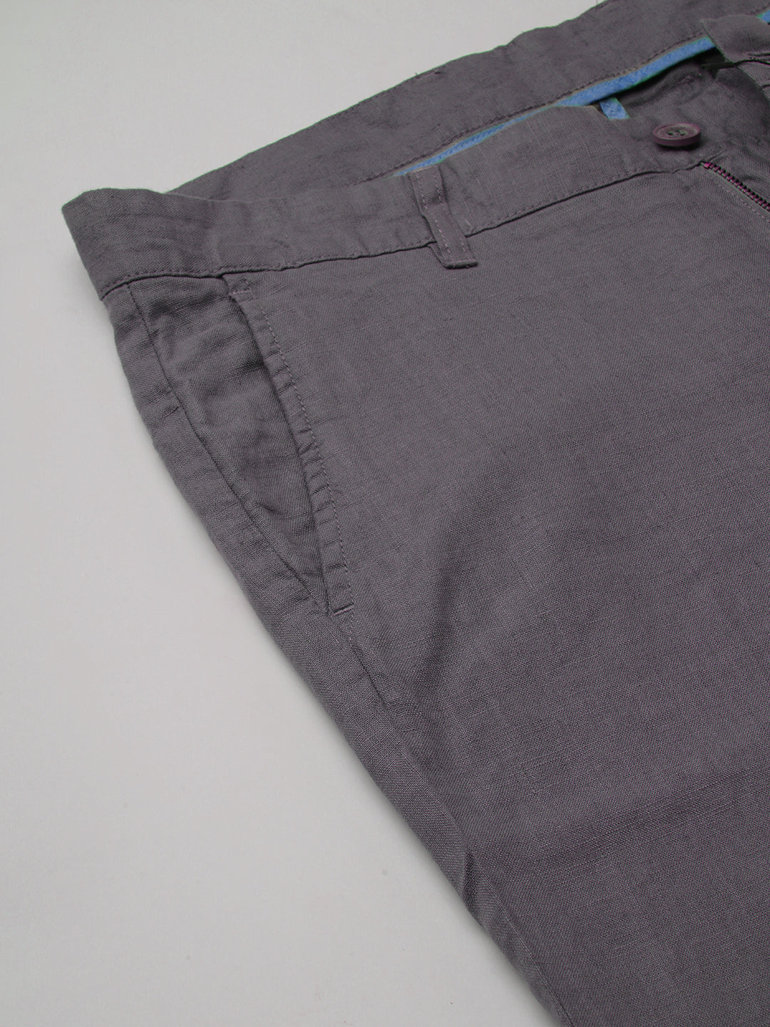 Men's Slate 100% Linen Regular Fit Pant