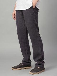 Men’s Linen Regular Fit Side Pant Slate