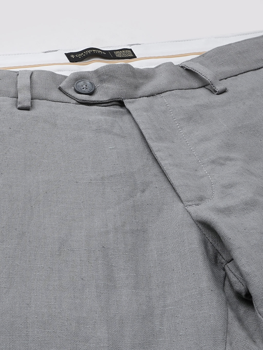 Men's Grey Linen Excel Regular Fit Pant