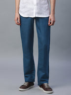Men's Navy Linen Excel Regular Fit Pant