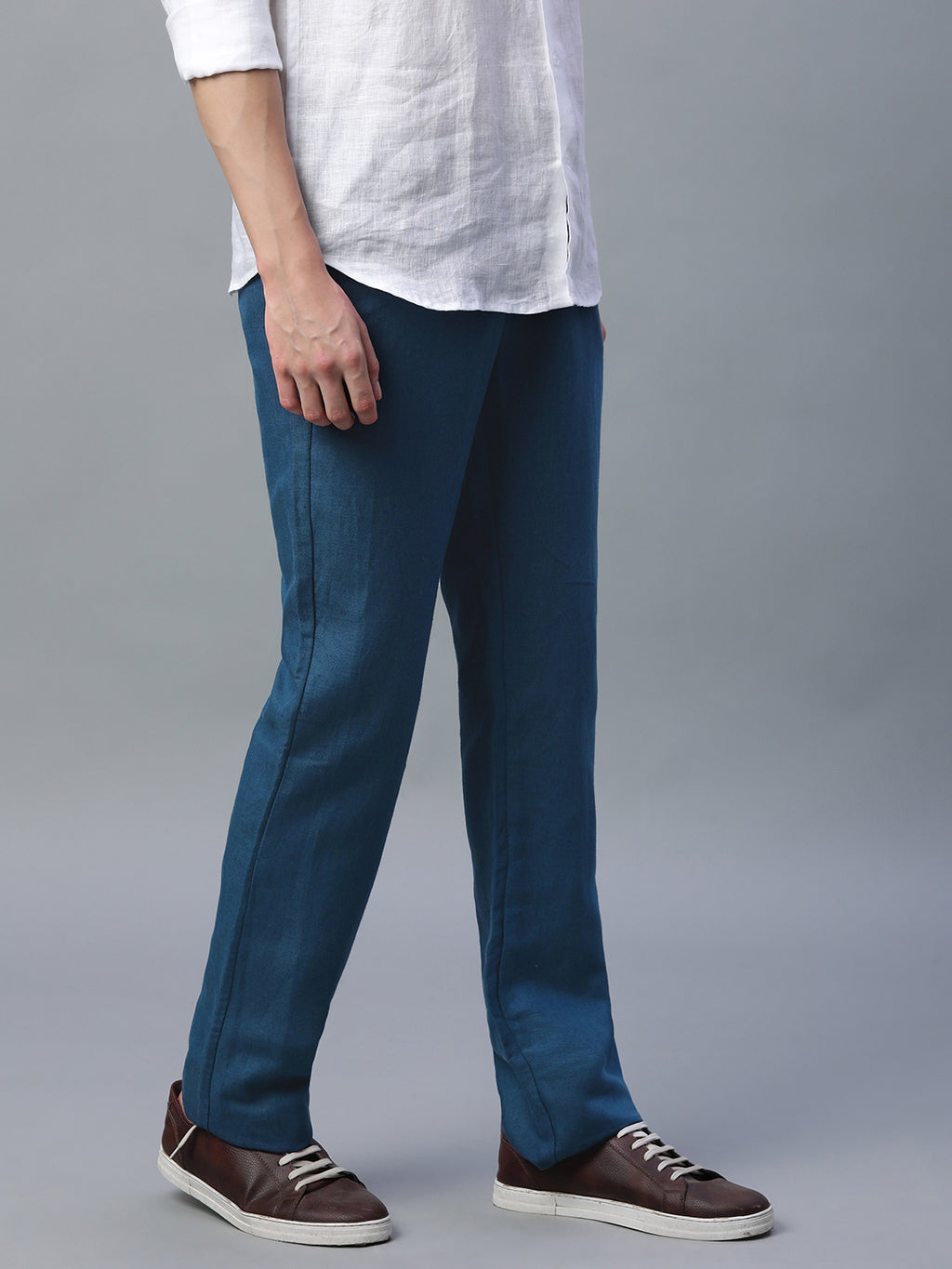 Men's Navy Linen Excel Regular Fit Pant