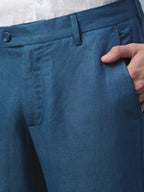 Men's Navy Linen Excel Regular Fit Pant