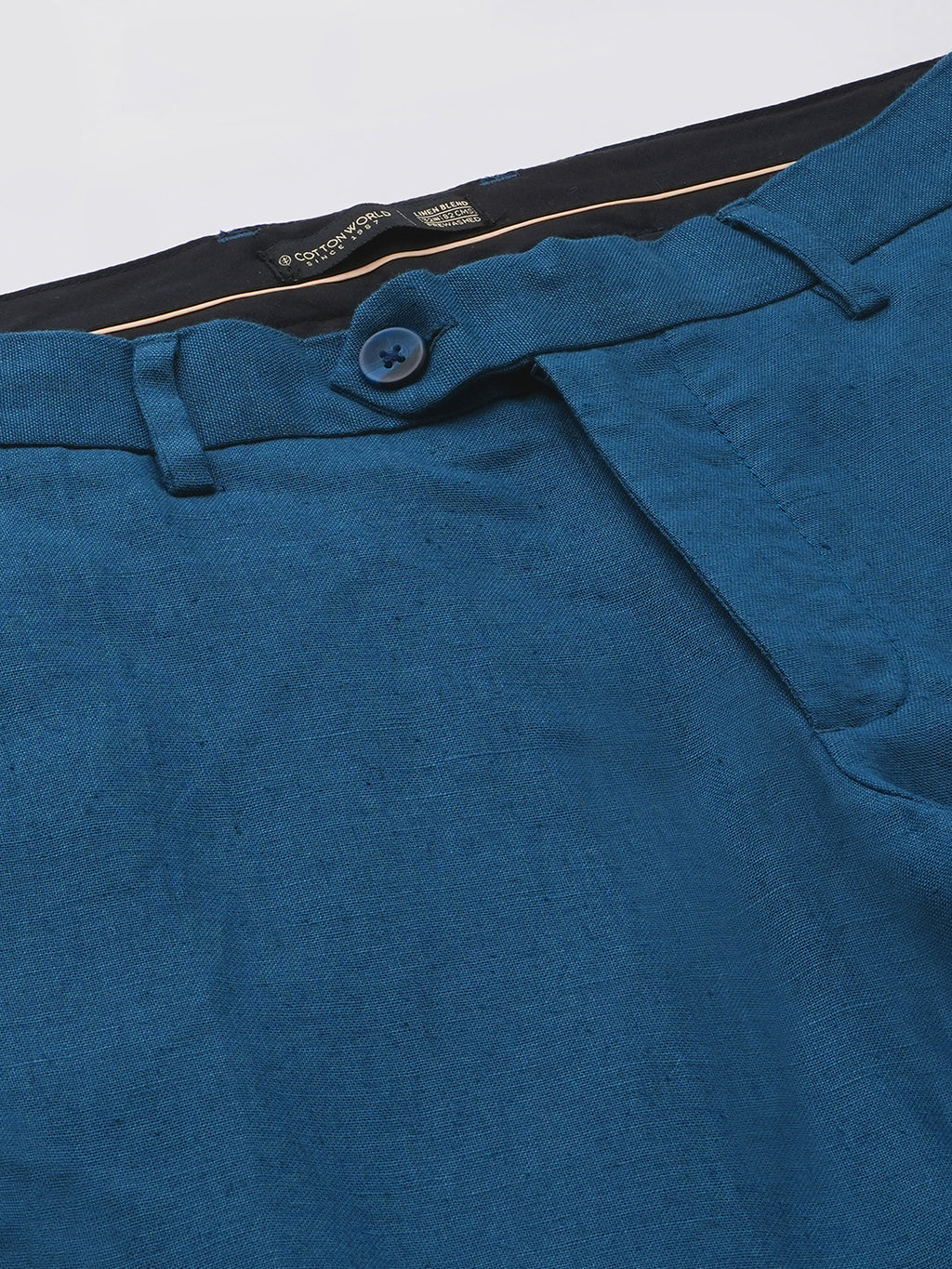 Men's Navy Linen Excel Regular Fit Pant