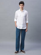 Men's Navy Linen Excel Regular Fit Pant