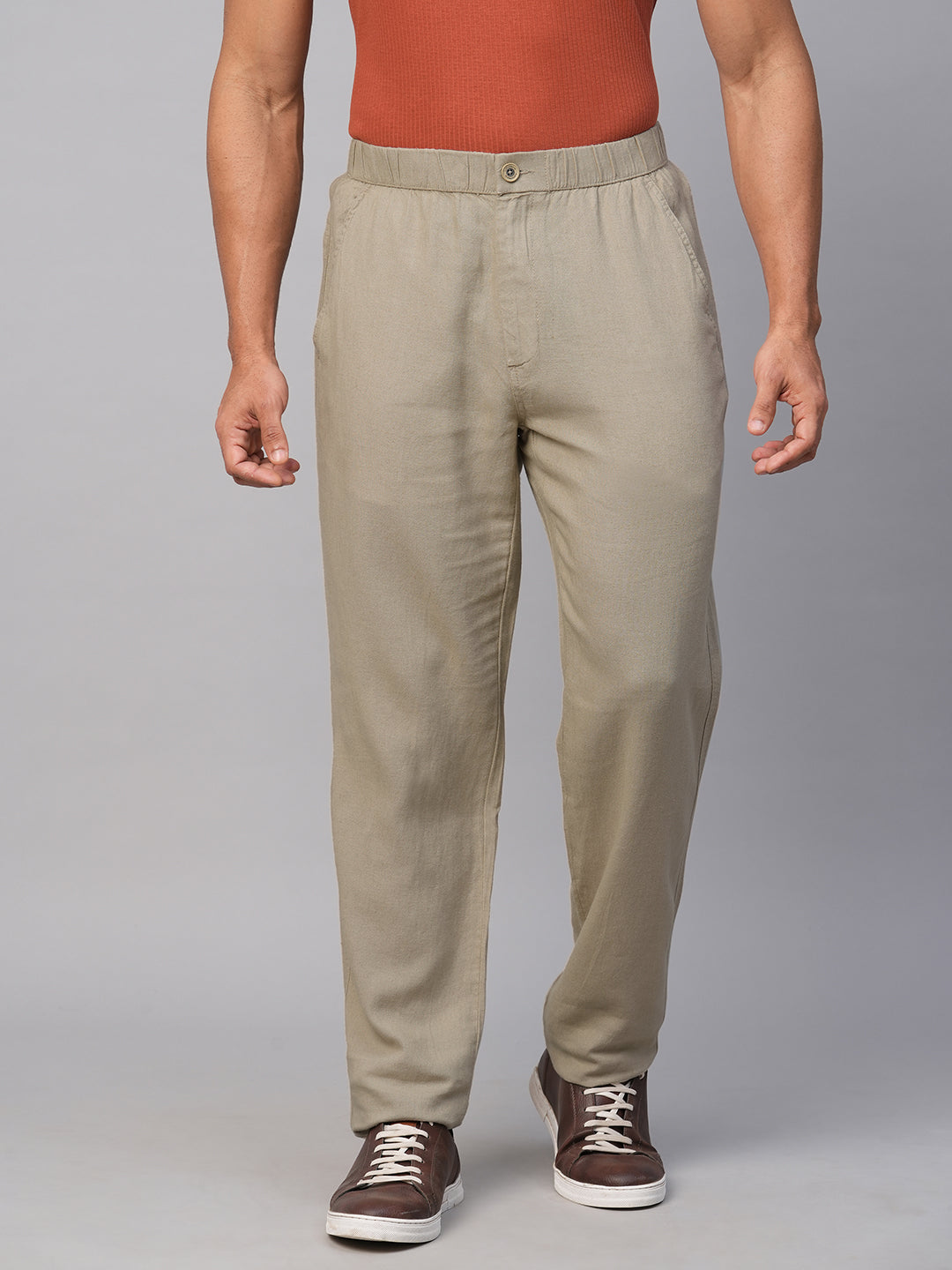Men's Linen Viscose Natural Regular Fit Pant