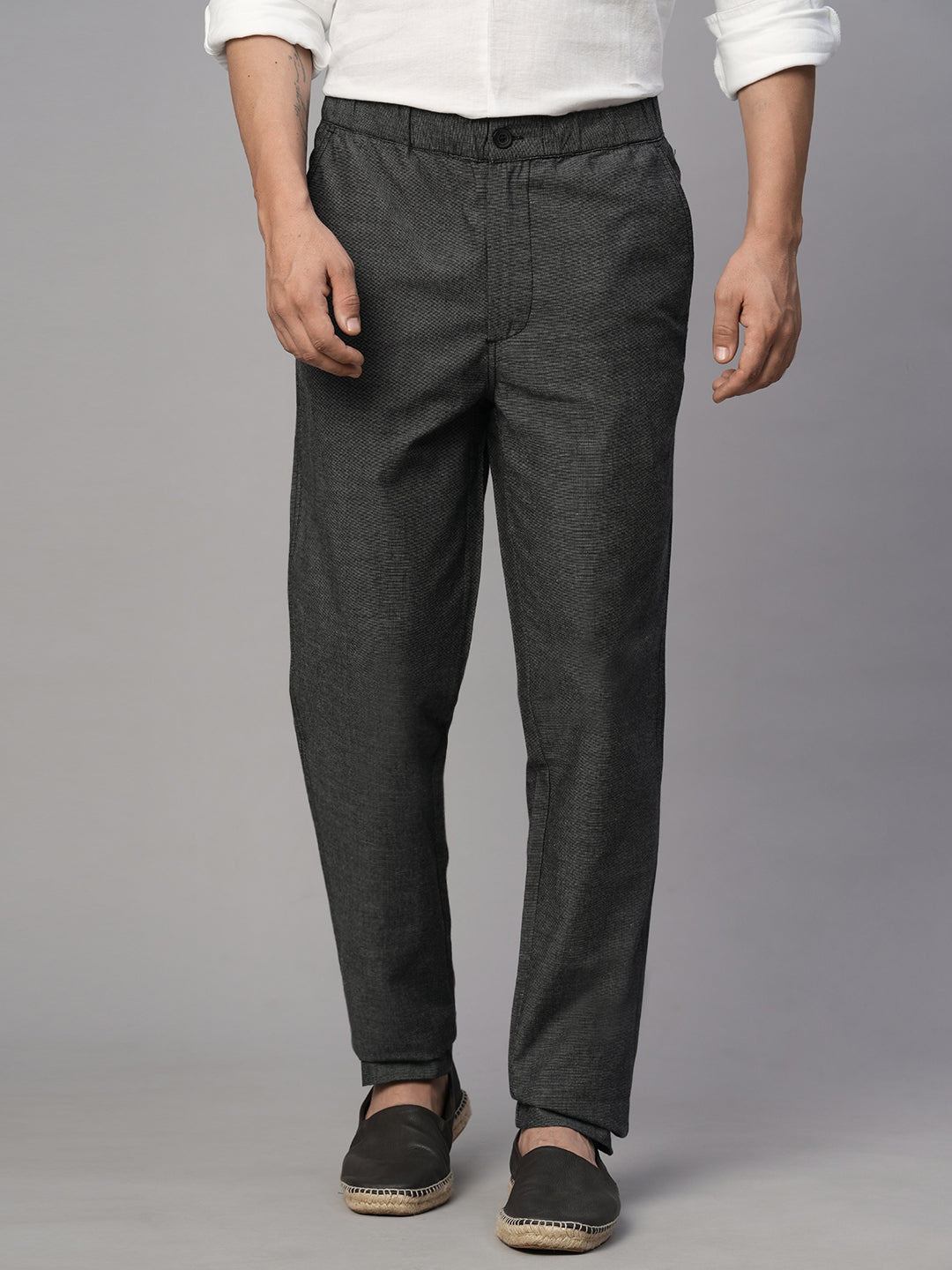 Men's Slate Cotton Regular Fit Pant