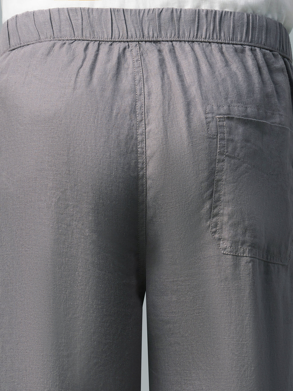 Men's Grey 100% Linen Regular Fit Pant