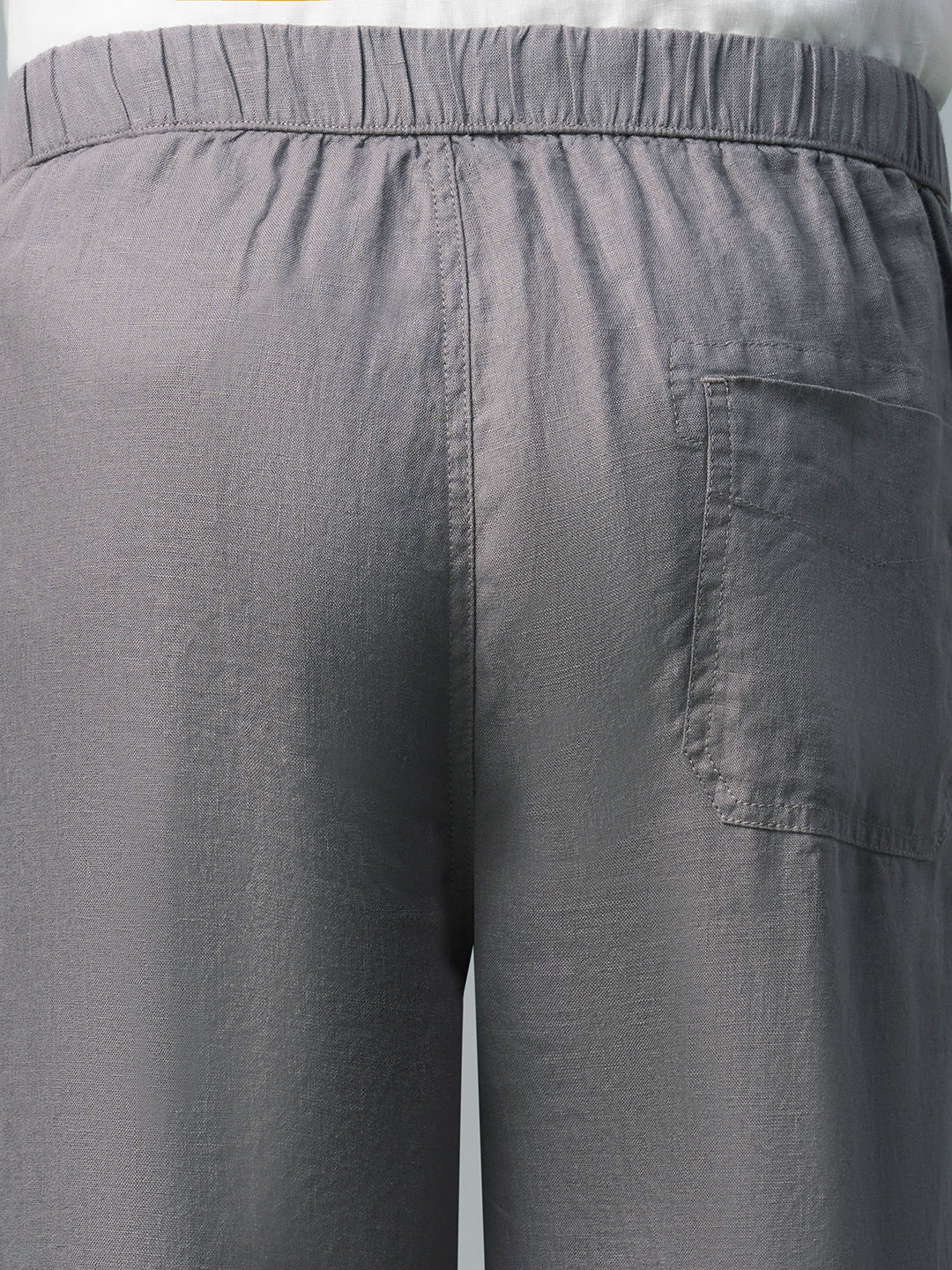 Men's Grey 100% Linen Regular Fit Pant