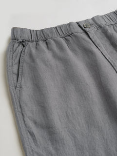 Men's 100% Linen Drawstring Regular Fit Pants Grey