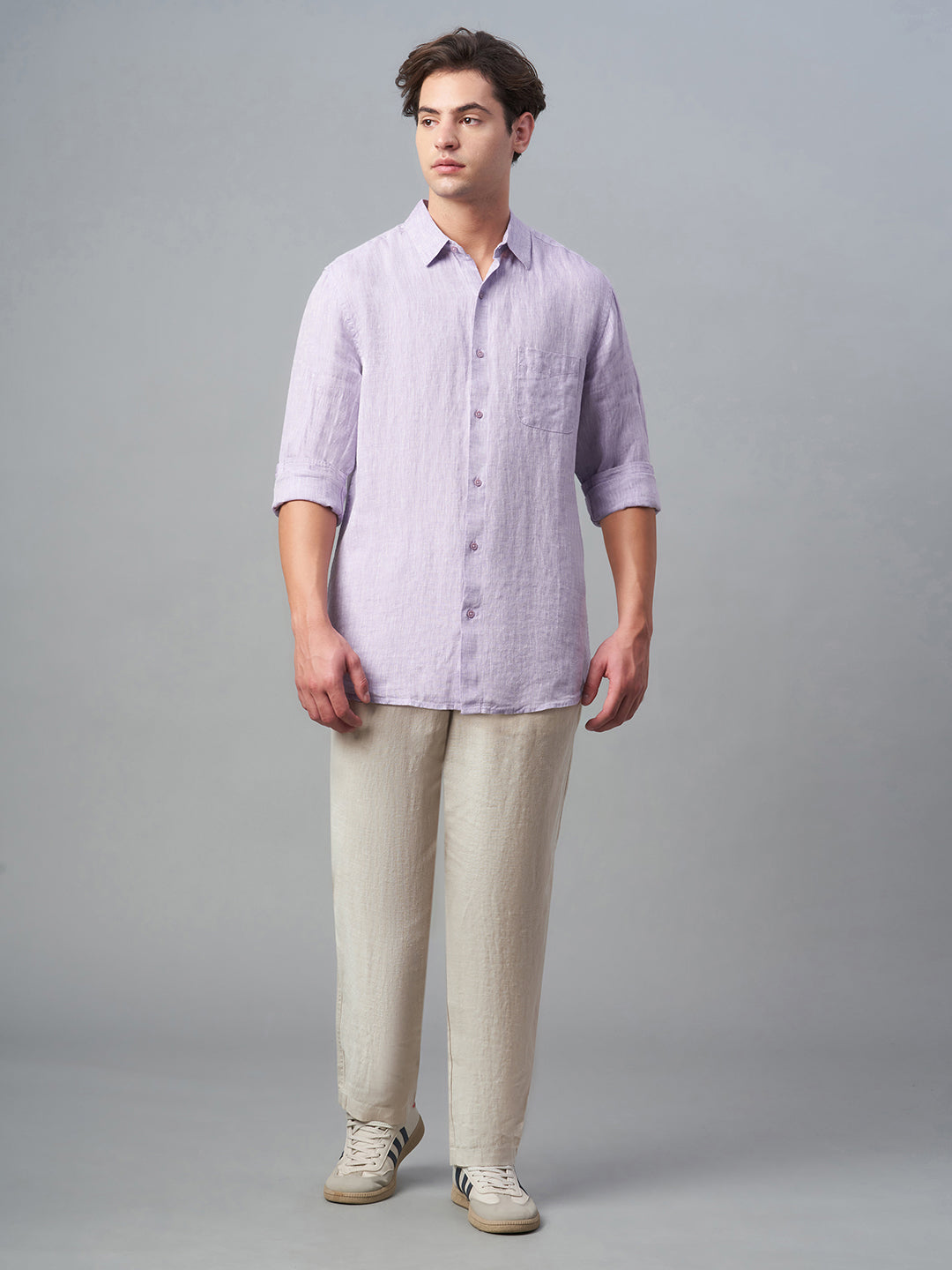 Men's Natural 100% Linen Regular Fit Pant