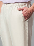 Men's Natural 100% Linen Regular Fit Pant