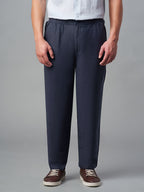 Men's Navy 100% Linen Regular Fit Pant