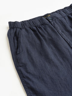 Men's 100% Linen Drawstring Regular Fit Pants Navy