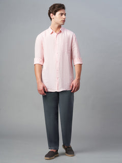 Men's 100% Linen Drawstring Regular Fit Pants Slate