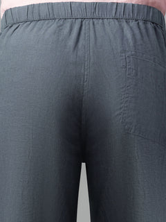 Men's 100% Linen Drawstring Regular Fit Pants Slate
