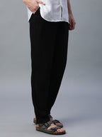 Men's Slate Grey Linen Viscose Regular Fit Pant