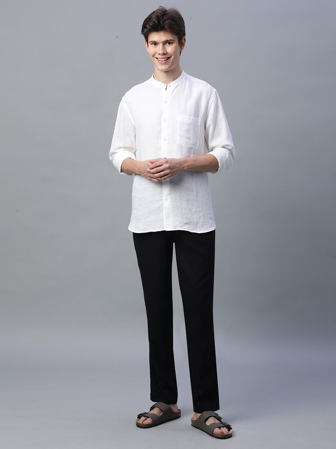 Men's Slate Grey Linen Viscose Regular Fit Pant