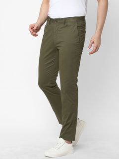 Men's Cotton Lycra Slim Fit Pant Olive
