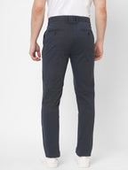 Men's Navy Cotton Lycra Slim Fit Pant