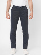 Men's Navy Cotton Lycra Slim Fit Pant