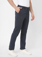 Men's Navy Cotton Lycra Slim Fit Pant