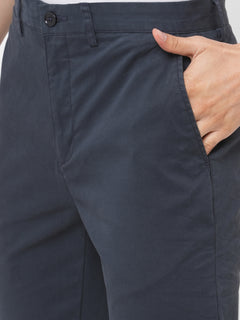 Men's Cotton Lycra Slim Fit Pants Navy