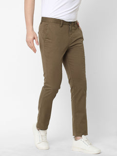 Men's Cotton Lycra Slim Fit Pant Light Brown