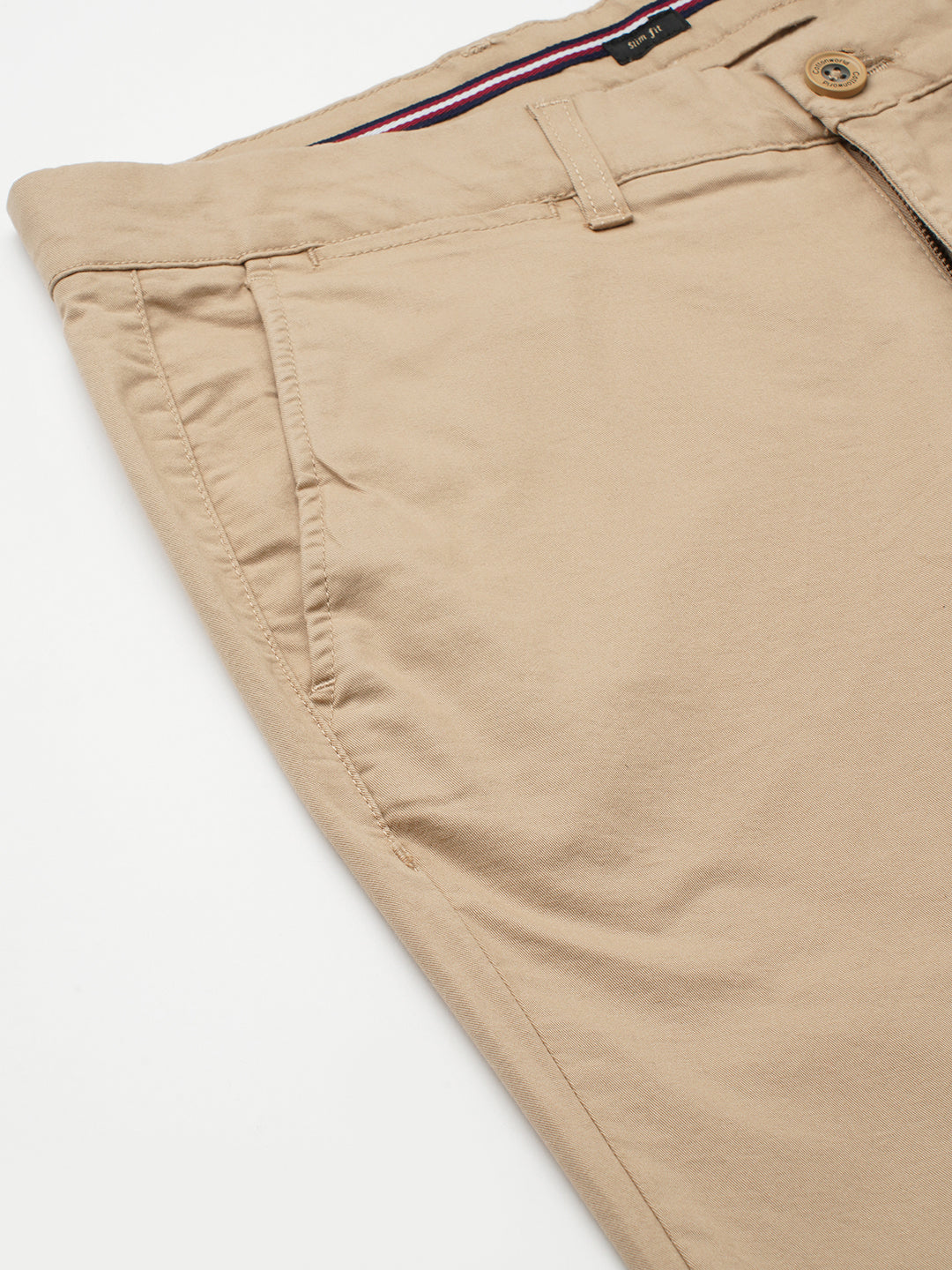 Men's Khaki Cotton Lycra Slim Fit Pant