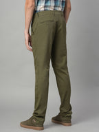 Men's Olive Cotton Lycra Slim Fit Pant