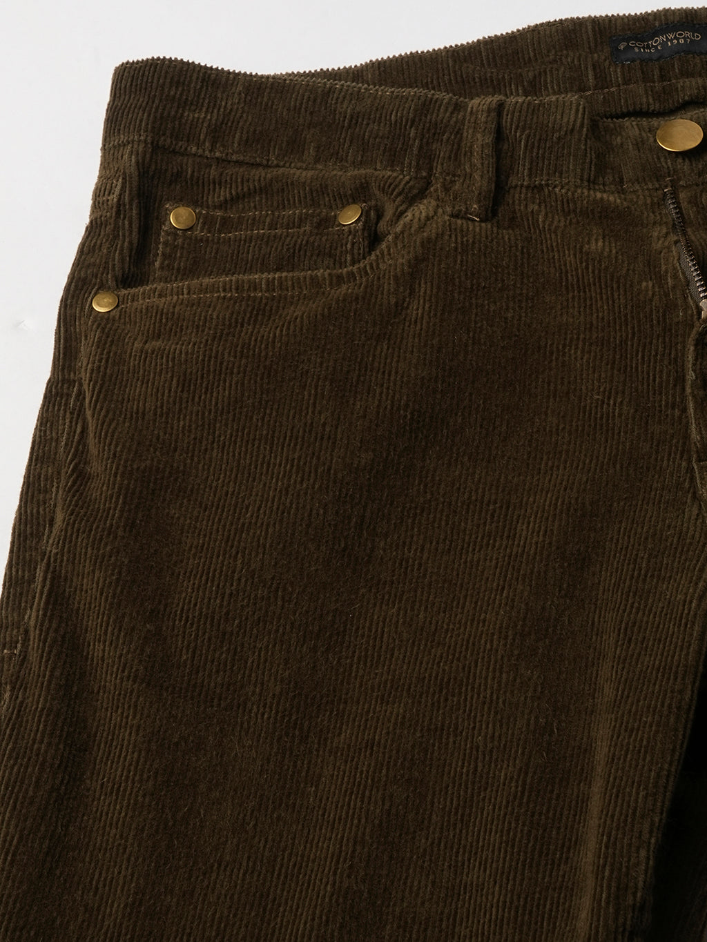 Men's Corduroy Olive 100% Cotton Lycra Slim Fit Pant