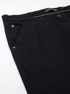 Men's Black Cotton Lycra Slim Fit Pant