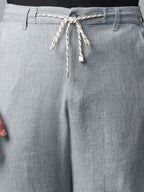 Men's Grey Cotton Linen Regular Fit Pant