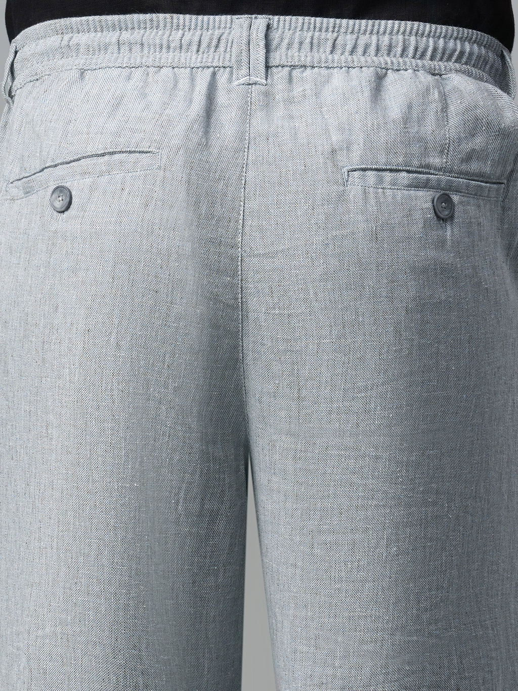 Men's Grey Cotton Linen Regular Fit Pant
