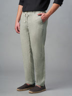 Men's Lt Brown Cotton Linen Regular Fit Pant