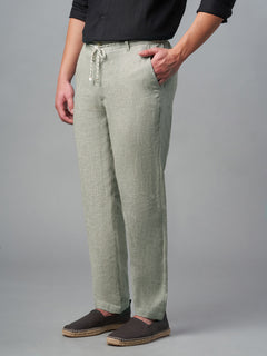 Men's Cotton Linen Regular Fit Pant Light Brown